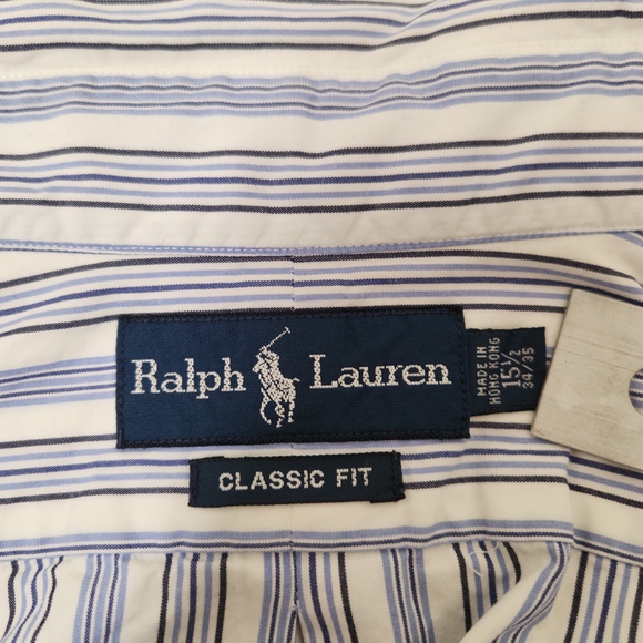 Men's Blue and White Striped Shirt #G12 - Picture 7 of 15